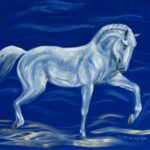 Stolzer Schimmelhengs, Oil paint on green velvet fabric, 60 x 50 cm, 2008